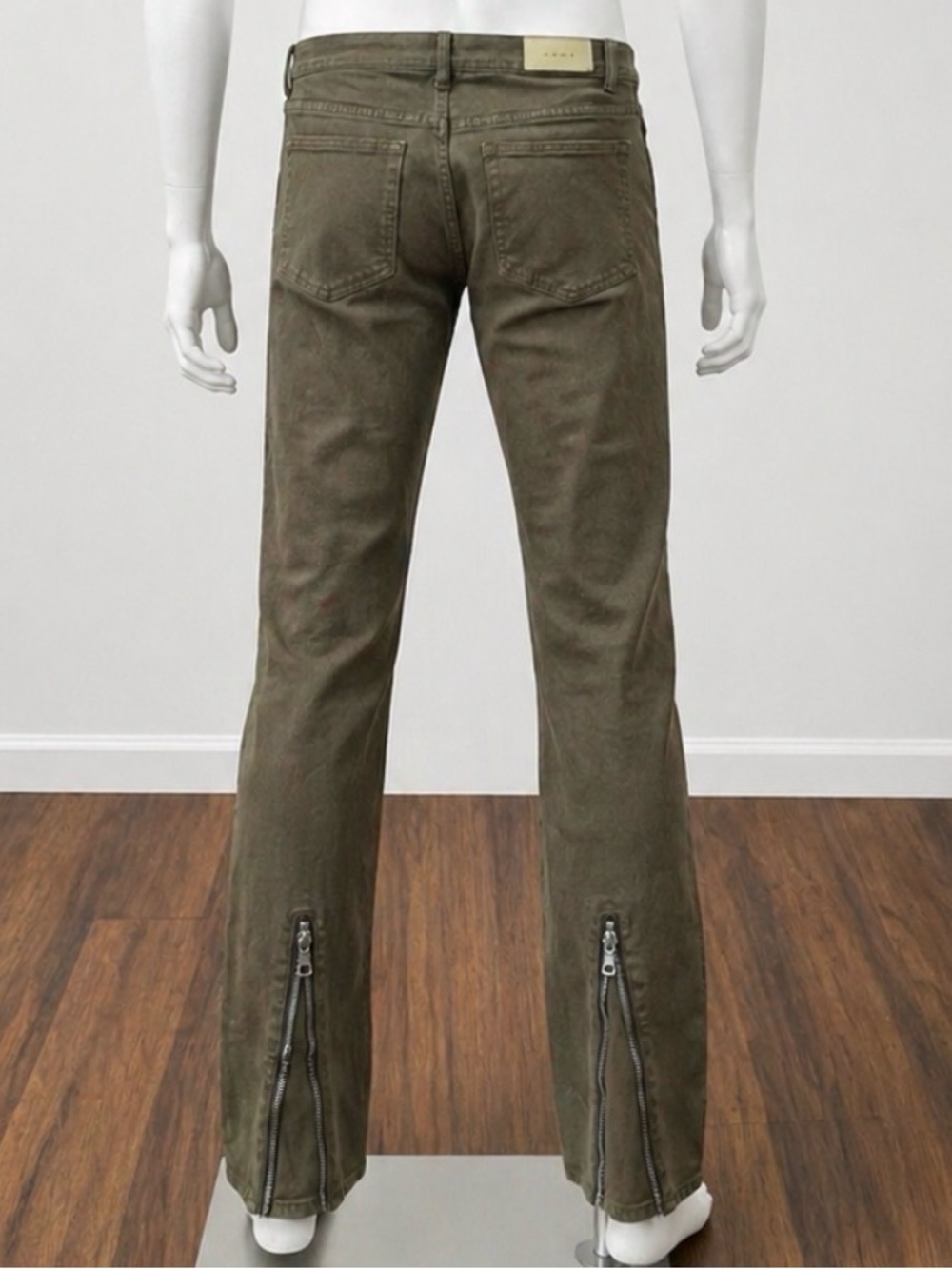 MNML Greenish Brown Bootcut Jeans with Ankle Zippers size 36